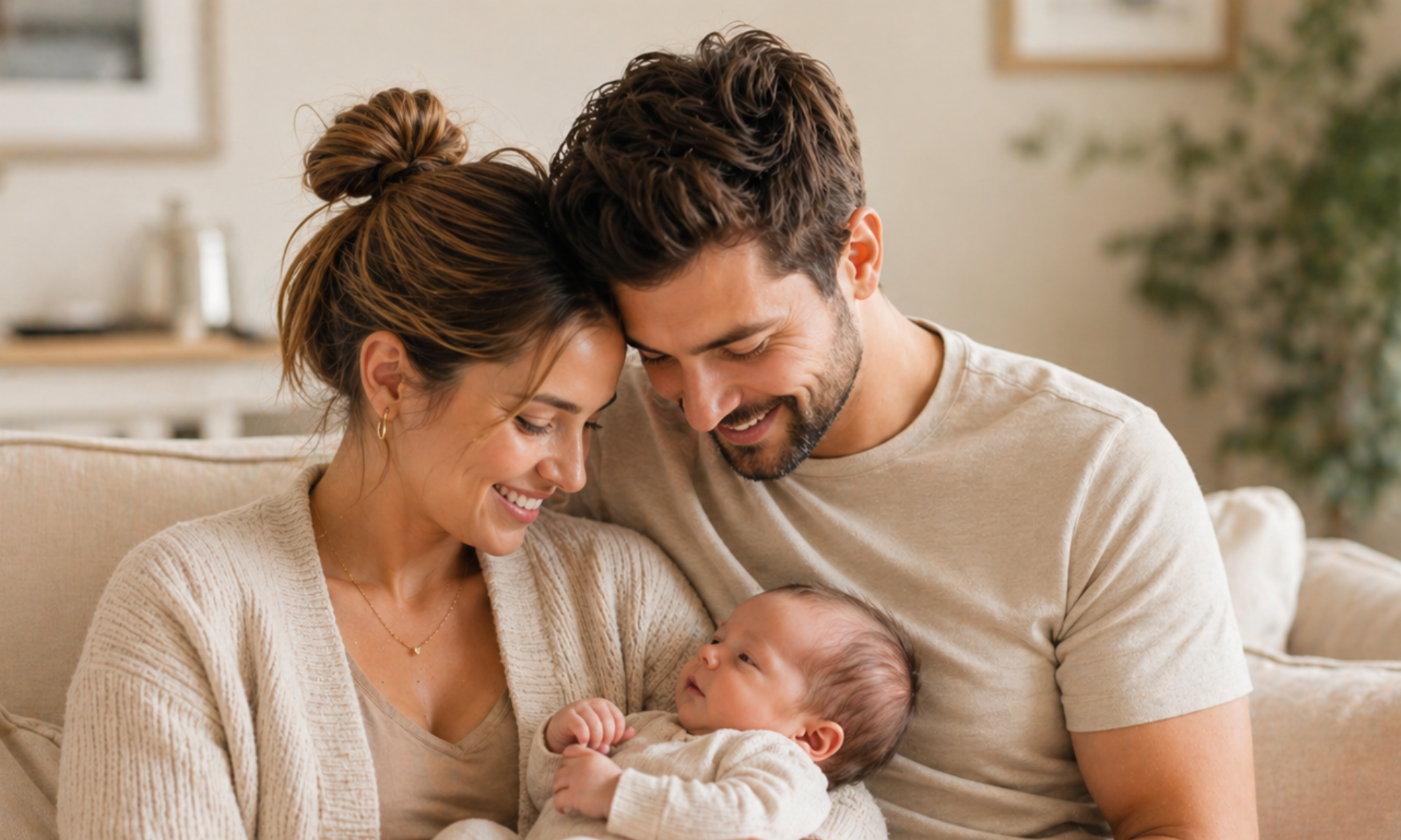 Young parents with newborn