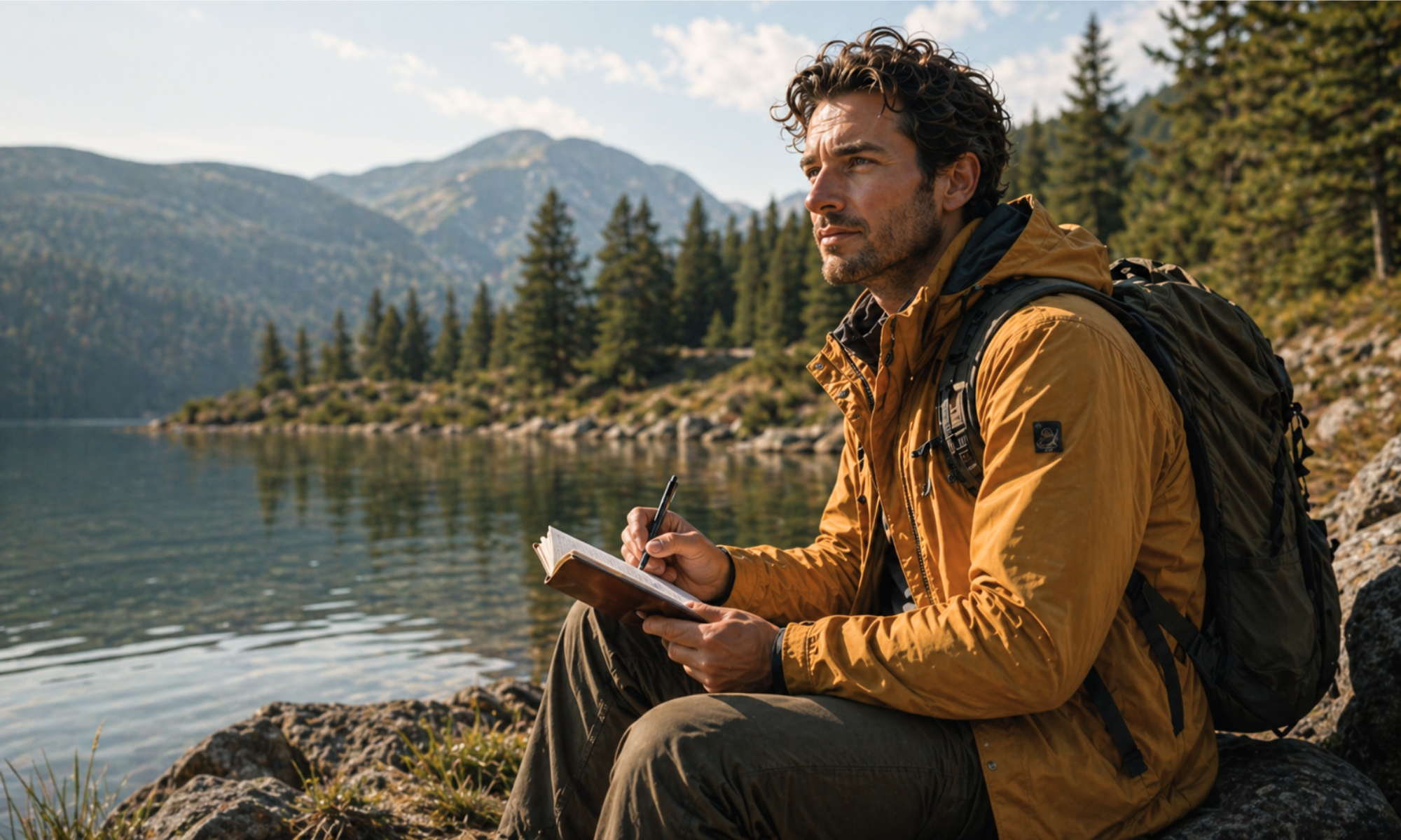 Thoughtful person outdoors
