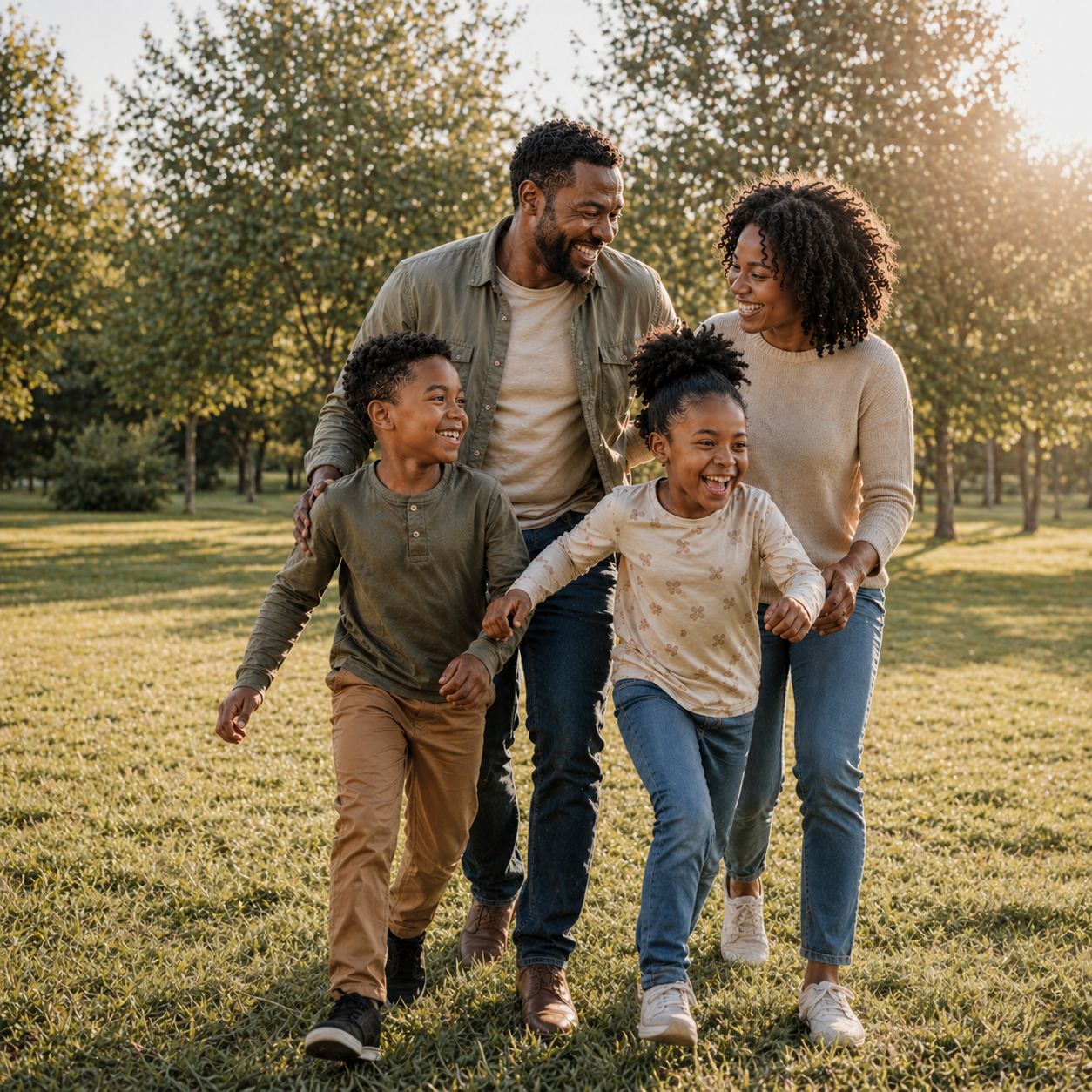 Family at golden hour