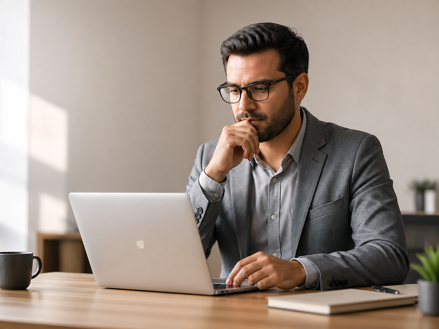 Man researching insurance costs