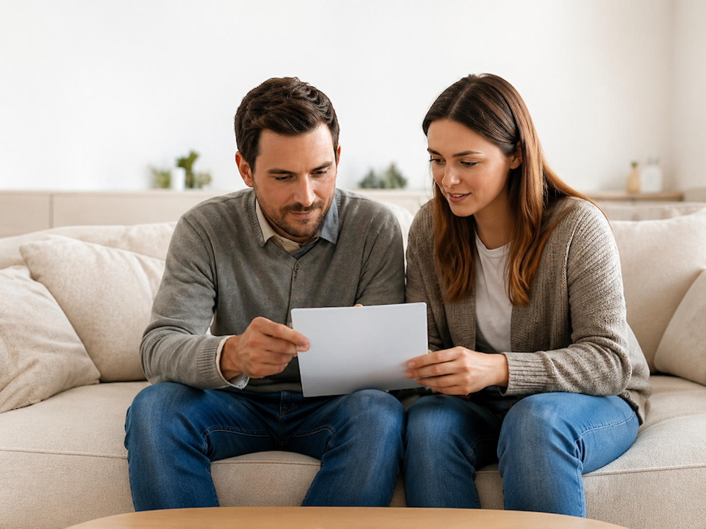 Couple reviewing insurance documents