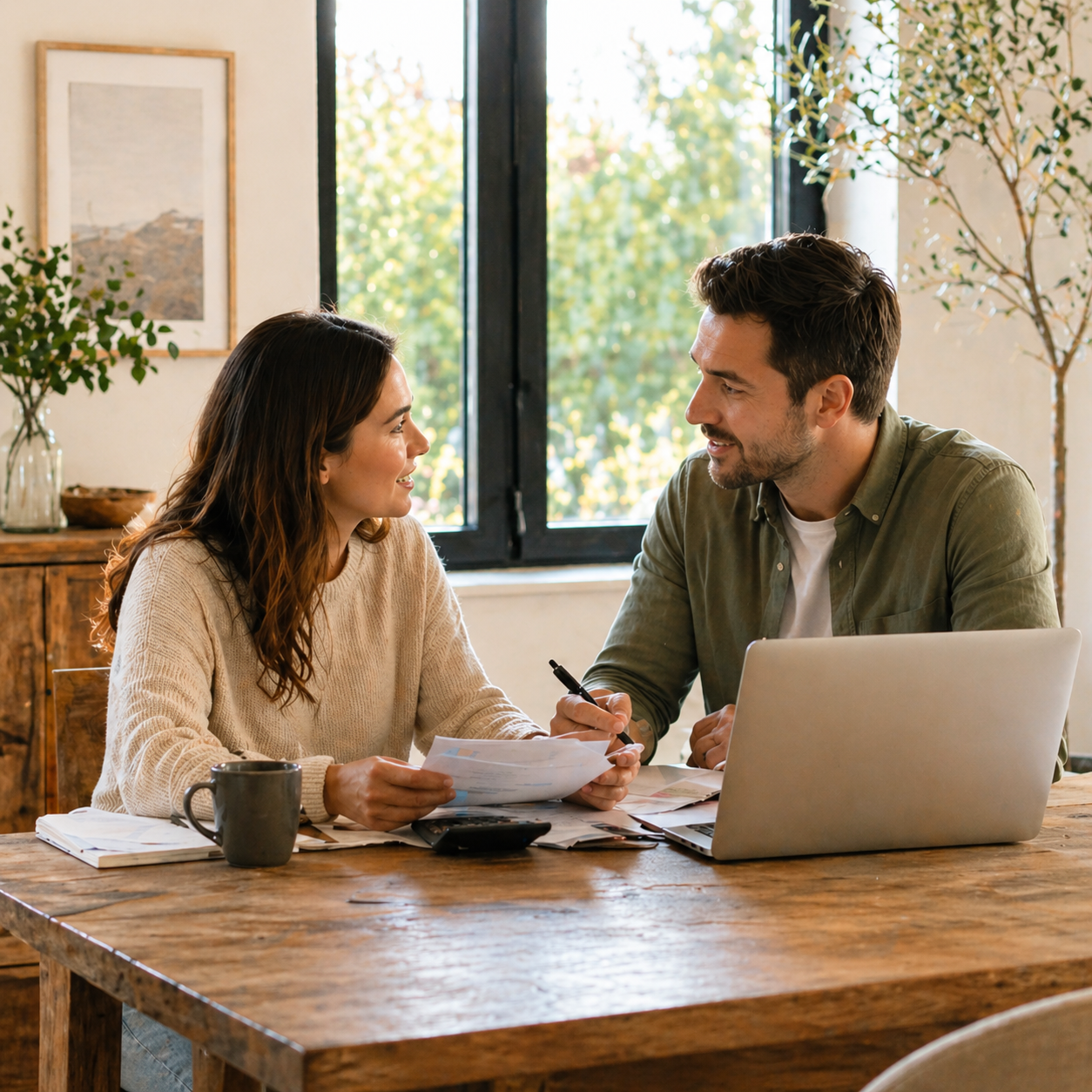 Couple reviewing insurance options