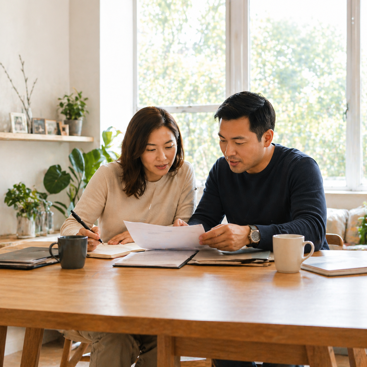 Couple reviewing life insurance documents